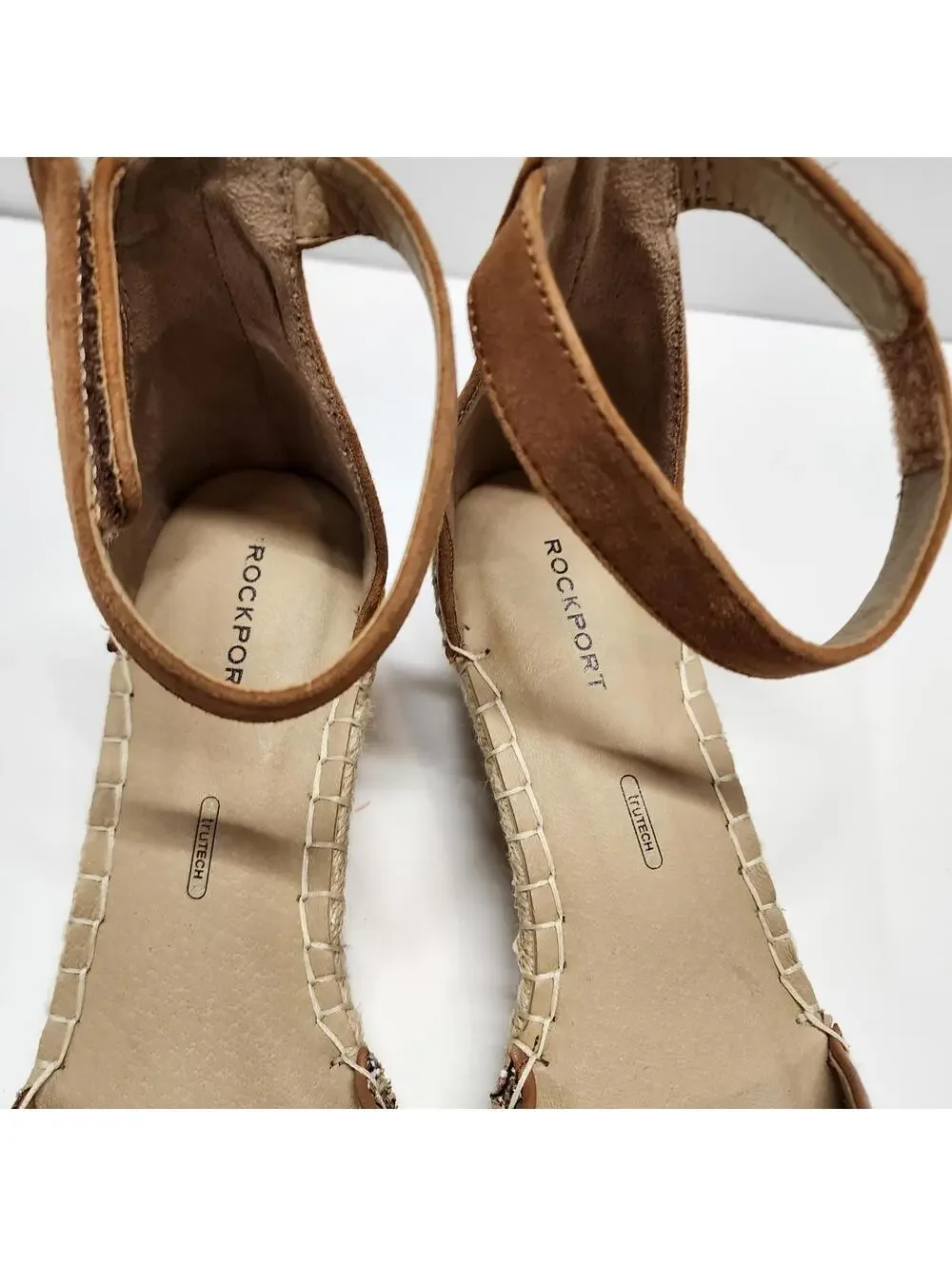 New  Rockport Womens March 2 Piece Ankle Leather Open Toe Wedge Sandals 8.5